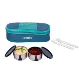Carrolite 400ml Blue &a; Black Stainless Steel Lunchbox, Black_008 (Pack of 2)-image-80