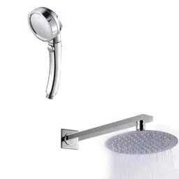 IRIS Stainless Steel 304 Circular Overhead Shower &a; ABS Silicon Hand Shower Combo-picture-15