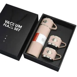 BMR 500ml Steel Beige Hot &a; Cold Vacuum Flask Bottle with 3 Cups (Pack of 3)-15