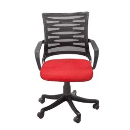 Da Urban Irica Red &a; Black Fabric, Mesh, Foam &a; Plastic Medium Back Office Revolving Chair with Arms-picture-24