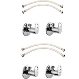 Prestige MAX 2 Pcs Brass Chrome Finish Angle Cock &a; Hose Pipe Set (Pack of 4)-image-92
