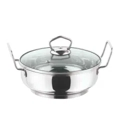Vinod 5.8 Litre Induction Friendly Stainless Steel Kadhai with Lid, IKD30 (Pack of 2)-3