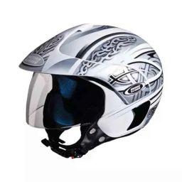 Studds Marshall D3 Decor ISI Plastic White Open Face Helmets, Size: Medium-picture-1