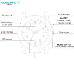 Cybernautt CN500 2MP Full HD Smart Watch Action Camera with Microphone, IR Night Lamp, Indicator Light, Mode Switch &a; Time Adjust image 5