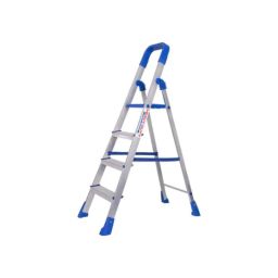 Quantes 150kg 4 Steps PPCP &a; Aluminium Silver Foldable Multipurpose Ladder with Platform, QStairway4S-3