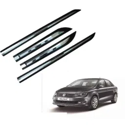 SureStrive 4 Pcs Black &a; Silver Side Door Car Beading Set for Volkswagen Vento All Model-39