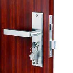 Homexpert MG201 8 inch 60mm Stainless Steel Satin Finish Cylindrical Plate Both Side Key Mortise Door Lock Set-image-53