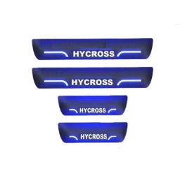 Car Accessories Hub 4 Pcs Acrylic Black Sill Scuff Plate Set with Blue LED for Toyota Innova Hycross All Model-image-42