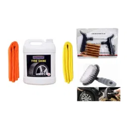 Indopower Ff948 Tyre Shiner, 2 Pcs Car Cloth, Tubeless Smart Panchar Kit, All Tyre Cleaning Brush Kit, AHh950-image-86