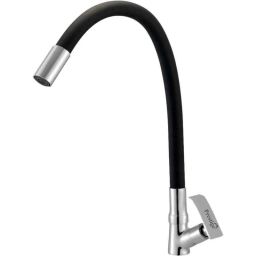 Prestige Qubix Brass Chrome Finish Black Flexible Swan Neck Basin Tap-image-75