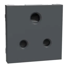 Schneider Electric Miluz Zeta 6A 2 Module Polycarbonate &a; Polyamide 3 Pin Anthracite Socket with Shutter, MZSO62M3P_AN-19