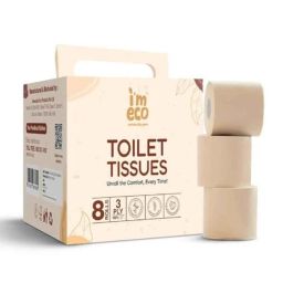 Im Eco 8 Pcs 3 Ply Bamboo Toilet Paper Roll Set with 1760 Sheets, Soft &a; Highly Absorbent-31