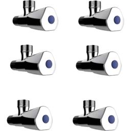 Mayur Ocich Sleek 6 Pcs Brass Chrome Plated Silver Wall Mount Angle Cock Set with Flange-27