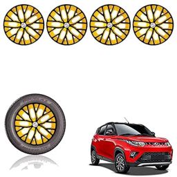 Auto Pearl 14 inch ABS Black &a; Yellow Press Type Car Hub Cap Wheel Cover for KUV 100 nxt-picture-24