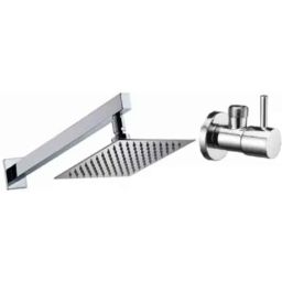 Senkiddpro Turbo Stainless Steel Chrome Finish Wall Mounted Angle Cock &a; 4x4 inch Slim Overhead Shower Combo-image-98