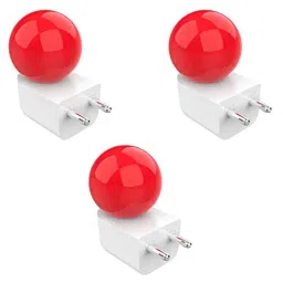 Fybros Bloom 0.5W Polycarbonate Red Round LED Night Bulb with Plug &a; Play, FLS5293C (Pack of 3)-37