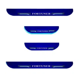 Car Accessories Hub 4 Pcs Acrylic Black Sill Scuff Plate Set with Blue LED for Toyota Fortuner All Model-35