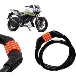 Auto Pearl Black &a; Orange 4 Digit Anti-Theft Combination Number Lock for Apache RTR 200 Fi E100-picture-13
