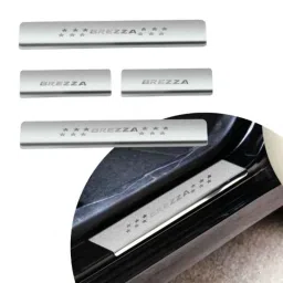 SureStrive 4 Pcs Stainless Steel Silver Footstep Sill Plate Set without LED for Maruti Suzuki Brezza VDI All Model-picture-39