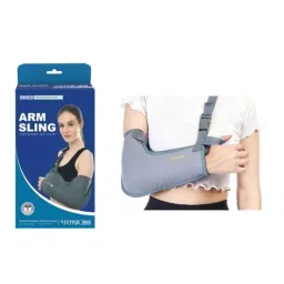STERGIC IRIS Nylon Grey Arm Sling for Shoulder, Immobilization &a; Fracture Support, Size: M-18