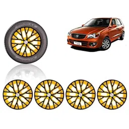 Auto Pearl 4 Pcs 13 inch ABS Black &a; Yellow Press Type Fitting Car Wheel Cover Set for Maruti Alto K10 Old-image-72