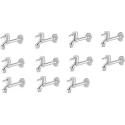 Spazio Stainless Steel Chrome Finish Turbo Collection Long Body Bib Cock Tap With Wall Flange (Pack of 11)-picture-20