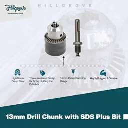 Hillgrove 1200W Forward &a; Reverse Rotation Hammer Impact Drill Machine with Drill Chuck, SDS Adapter, 5 Pcs SDS Plus Bit &a; Utility Knife, HGCM1234 image 3
