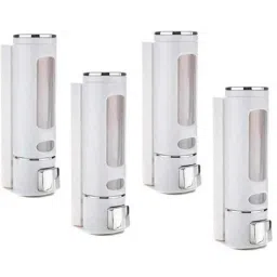 IRIS 400ml Plastic White Heavy Duty Wall Mount Liquid Soap Dispenser (Pack of 4)-image-93
