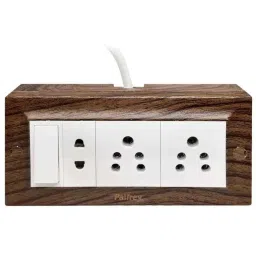 Palfrey 5A 2 Socket Wooden Texture Polycarbonate Extension Board with Two Pin Socket, Master Switch &a; 8m Wire, WD 658 image 2