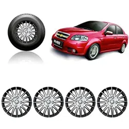 Auto Pearl 4 Pcs 14 inch ABS Silver &a; Black Wheel Cover Set for Chevrolet Aveo-picture-15