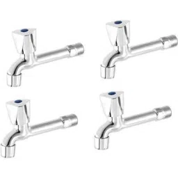 Spazio Smartbuy Stainless Steel Chrome Finish Trio Collection Long Body Bib Cock with Flow Water Wall Flange (Pack of 4)-picture-25