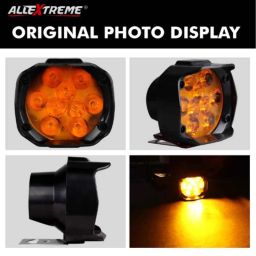 AllExtreme EX9FYS2 2 Pcs 9 LED 15W Waterproof Yellow Fog Spot Beam Light Set with Handlebar Switch image 3