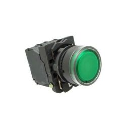Schneider Electric Harmony XB5 22mm Green 1NO Flush Integral Led Type Round Illuminated Push Button, XB5AW33G1N-12