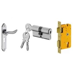Dorset HL Series Monarch 60mm Brass Antique Brass Finish Door Handle Lock Set with Both Side Key Cylinder-image-5