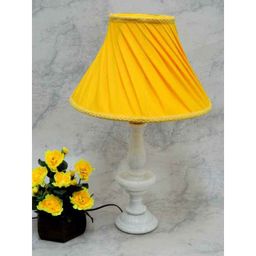 Tucasa Elegant White Marble Table Lamp with Yellow Shade, LG-795-3