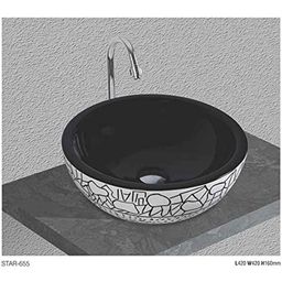 Uken (Star-655) Imported Luxury European Style Designing Bathroom Sink/Wash Basin/Table Top (Star-655) Black,White-image-59