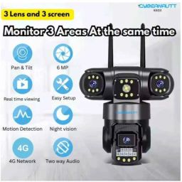 Cybernautt K6D3 6MP Full HD Triple Lens 4G Sim Camera with Human Detect, Motion Detect, 2 Way Audio, IP66, Notification, Alarm &a; Support 128GB SD image 4