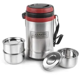 Classic Essentials 3 Pcs 225ml Stainless Steel Silver Thermoware Container Lunch Box (Pack of 3)-image-42