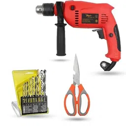 Hillgrove 700W 13mm Power Drill Machine with 9 Pcs Drill Bits &a; Scissor, HGCM1350-15