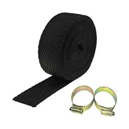 AOW Silencer Wrap Bike Exhaust Heat Shield for Royal Enfield Battle Green, (Black) Length-5 Metre-8