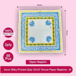 Axon Silky 50 Pcs 33x33cm 2 Ply Type-B Printed Tissue Paper Napkin Packet, ASILPF-B-4 (Pack of 4) image 4