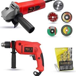 Walkers 800W Angle Grinder, 700W 13mm Drill Machine, 5 Pcs Wheel &a; 9 Pcs Drill Bits Combo, WKCB446-27