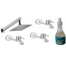 Senkiddpro 3 Pcs Stainless Steel Long Body Tap with 6x6 inch Slim Overhead Shower &a; Tap Cleaner Combo-image-73
