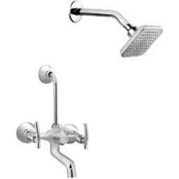 IRIS 2 Pcs Brass Chrome Finish Wall Mixer &a; Cruzz Shower Head Set, C-2-picture-13