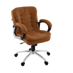Da Urban Milford Camel Mid-Back Swivel Ergonomic Leatherette Padded Desk Computer Office Chair with Armrests-picture-3