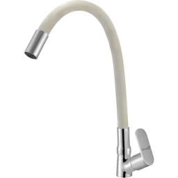 Prestige Ocean Brass Chrome Finish White Flexible Swan Neck Basin Tap-image-74
