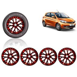 Auto Pearl 4 Pcs 14 inch ABS Black &a; Red Press Type Fitting Car Wheel Cover Set for Tata Tiago-38