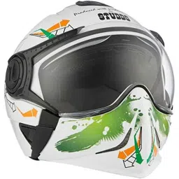 Studds Downtown White &a; Orange Flip-Up Helmet, Size: M-picture-49