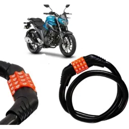 Auto Pearl Black &a; Orange 4 Digit Anti-Theft Combination Number Lock for FZ 25-picture-22