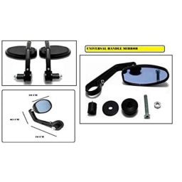 AOW Handle Bar End Side Mirror Rear View Ovel Mirror for Bajaj Discover 150S DTS-i (Set of 2)-35
